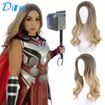 Синтетический парик DIFEI, женский парик Thor: Love And Thunder-Jane Foster, черный градиент, золотой, длинные вьющиеся волосы, вечерние парик