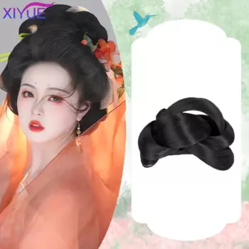 Синтетический парик Hanfu Женский древний стиль Сумка для волос Тан Стиль Древний костюм Назад Прессованная булочка Вечеринка Ролевая игра Ежедневная подушечка Сумка для волос
