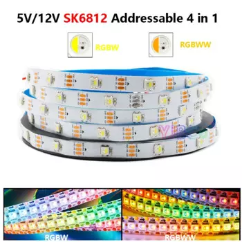 SK6812 RGBW RGBWW Светодиодная лента 4 в 1 постоянного тока 5 В 12 В Аналогичная WS2812B Индивидуальная адресуемая 60 светодиодов 60 светодиодов/м Светодиодная панель IP30 65 67