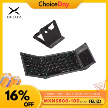 Складная клавиатура DeLUX KF17, полноразмерная беспроводная Bluetooth-клавиатура с сенсорной панелью 2-в-1, портативная совместимая многофункциональная клавиатура