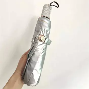 Складной зонт из титана и серебра, утолщенный портативный аксессуар для защиты от солнца, защита от ультрафиолета и дождя, UPF 50 + 8 костей