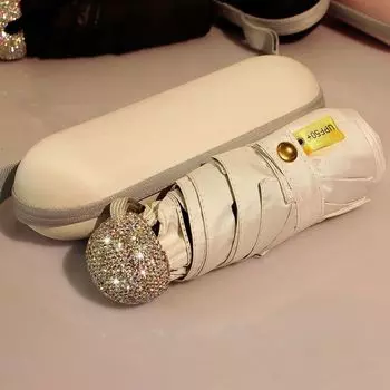 Складной зонт-капсула со стразами