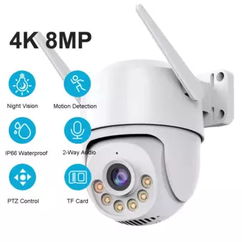 Скоростная купольная PTZ-камера ICSEE 4K, 8 Мп, Wi-Fi, 5 Мп, с автоматическим отслеживанием, уличная камера безопасности IP66 с цветным ночным видением и двухсторонним аудио