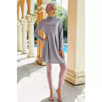 Скромные купальники, женские мусульманские купальники Burkini, 3 шт., закрывающие купальные костюмы, женская одежда для плавания с длинным рукавом