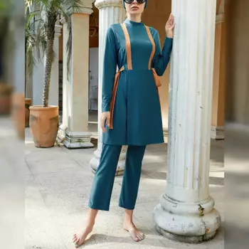 Скромные купальники, женские мусульманские купальники Burkini, 3 шт., накидка, купальные костюмы, женские купальники с длинным рукавом, арабские