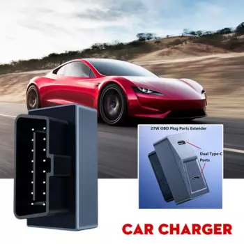 Скрытый адаптер OBD для Tesla Highland 2024, быстрая зарядка, разъем PD27W с двумя портами USB-C