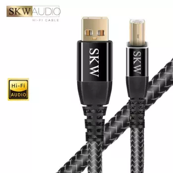 SKW посеребренный медный кабель для принтера USB 2,0 высокоскоростной шнур для принтера от A до B, позолоченный разъем 24K, WG-2012