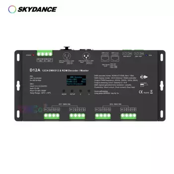 Skydance 12-канальный Декодер CV DMX512, органический светодиодный дисплей 12В-24В 12CH 4-PWM RDM DMX Master RGB светодиодный контроллер ленты 8 бит/16 бит