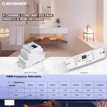Skydance D4/D4-L 4-канальный Декодер CV DMX512 12В 24В 20,5a 4CH RDM DMX сигнальный контроллер для CCT RGBW RGB одноцветная Светодиодная лента