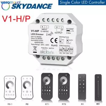 Skydance V1-H/P 12-48 В постоянного тока светодиодный контроллер Push Dim 250 Гц 500 Гц 2 кГц 8 кГц четыре ШИМ-реммера частоты для одноцветной светодиодной ленты