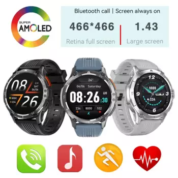 Смарт-часы AMOLED 1,43*466, 466 дюйма, с поддержкой Bluetooth