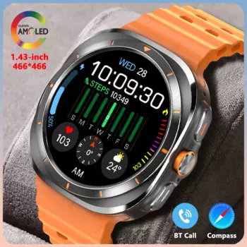 Смарт-часы AMOLED, 1,43 дюйма, с компасом, Bluetooth, вызовом, кнопкой SOS, навигацией, погодными играми, фитнес-монитором, Смарт-часы