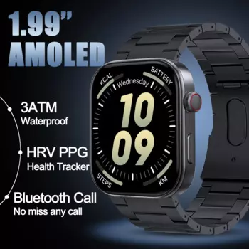Смарт-часы AMOLED, 1,99 дюйма, водостойкие, Bluetooth, 3 АТМ