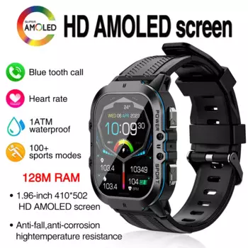 Смарт-часы Amoled мужские водонепроницаемые, экран 1,96 дюйма 410*502 HD