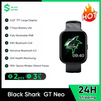 Смарт-часы Black Shark GT Neo, 2,02 дюйма, TFT-дисплей, мониторинг здоровья