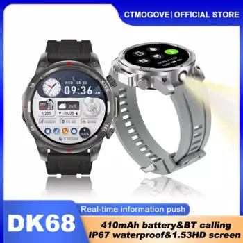 Смарт-часы DK68 с фонариком, 1,53 дюйма, Bluetooth, Пульсометром