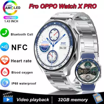 Смарт-часы для HUAWEI OPPO, 32 ГБ памяти, 3D AMOLED, 466*466 HD, сенсорный экран