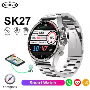 Смарт-часы для мужчин и женщин, GPS, Bluetooth, рандомный вызов, HD, водонепроницаемая карта, вызов, музыка, приложение для электроники, мониторинг пульса SK27