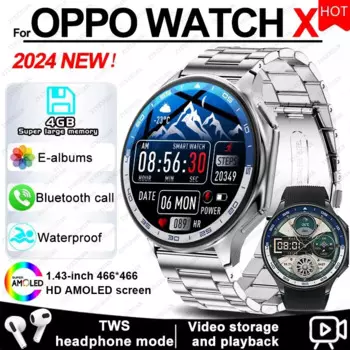 Смарт-часы для OPPO Watch X, 4G, память, музыка, видео, Bluetooth, звонки, IP68, водонепроницаемые Смарт-часы AMOLED для наушников TWS, новинка 2024