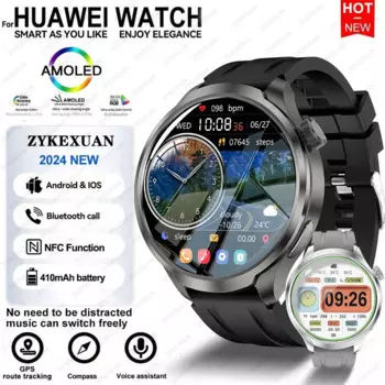 Смарт-часы для занятий спортом на открытом воздухе HUAWEI, экран AMOLED, телефон, GPS, компас, пульсометр, водонепроницаемые Смарт-часы с Bluetooth, звонки, новинка 2024