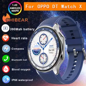 Смарт-часы DT NO.1 DT Watch X, экран 1,43 дюйма AMOLED, BT, фотоальбом, воспроизведение музыки, видео, компас