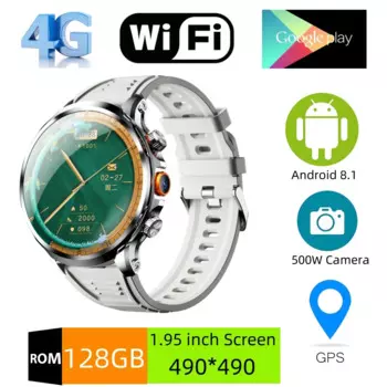 Смарт-часы H18 8 + 128 ГБ, 4G, Android, 1100 мАч, аккумулятор, магазин Google Play, пульс, 1,95 дюйма, большой экран, GPS, WIFI, умные часы для мужчин
