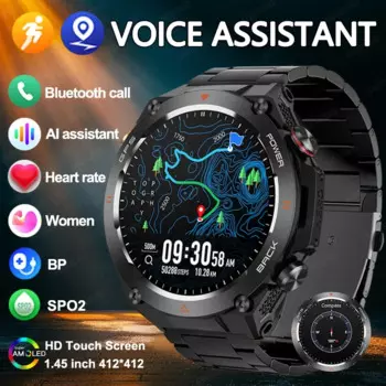 Смарт-часы KC82 с компасом, GPS, Bluetooth 1,45, 5,2 дюйма