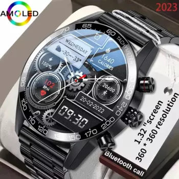 Смарт-часы Lige мужские с AMOLED-экраном, Bluetooth, 360