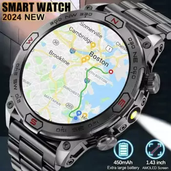 Смарт-часы мужские с GPS, сенсорным экраном 466*466 HD, AMOLED, IP68