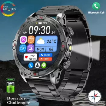 Смарт-часы мужские водонепроницаемые, экран 1,43 дюйма, Bluetooth, GPS
