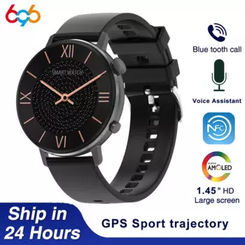 Смарт-часы с AMOLED-экраном 1,45 дюйма, Bluetooth, GPS, Пульсометром