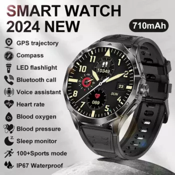 Смарт-часы с компасом, GPS, 2024 дюйма, Bluetooth, пульсометром и тонометром