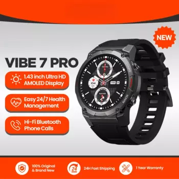 Смарт-часы VIBE 7 PRO с ярким AMOLED-дисплеем диаметром 1,43 дюйма, бесшовными телефонными звонками, продвинутым управлением здоровья для мужчин