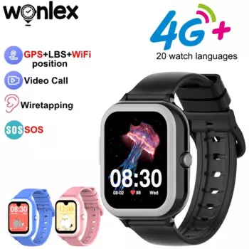 Смарт-часы Wonlex 4G Детские, GPS, SOS, функция анти-потеря, трекер KT31, видеозвонок, аккумулятор 900 мАч, Android, Whatsapp, Детские Смарт-часы