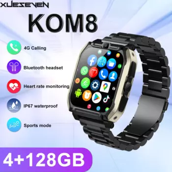 Смарт-часы XUESEVEN KOM8, 4 Гб + 128 ГБ, SIM-карта, HD, двойная камера, Wi-Fi, Android 8,1, GPS, здоровье, спорт, магазин Google, IP67, мужские Смарт-часы