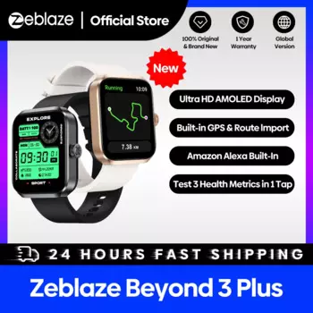 Смарт-часы Zeblaze Beyond 3 Plus с GPS, 1,78 дюйма, AMOLED дисплей, GPS, GPS, Amazon, Alexa, совершение/Прием телефонных звонков, умные часы 3ATM
