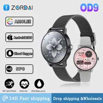 Смарт-часы Zordai OD9 женские с Bluetooth, сенсорным экраном AMOLED
