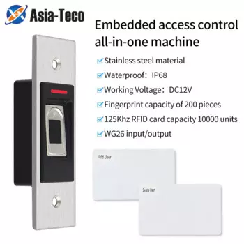 Смарт-клавиатура IP68 С биоотпечатком пальца, цинковая RFID EM/IC, металлическая клавиатура, Автономная с встроенным дизайном