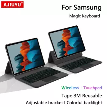 Смарт-клавиатура с тачпадом Magic для Samsung Galaxy Tab S7 S8 S9 FE 11 дюймов A8 A9 + S6 Lite Case, беспроводная клавиатура с подставкой и держателем