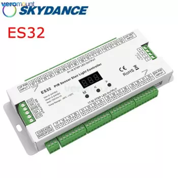 Смарт-контроллер Skydance ES32 для лестниц, 32-ступенчатый PIR датчик движения, датчик дневного света, светодиодный контроллер освещения SPI Pixel