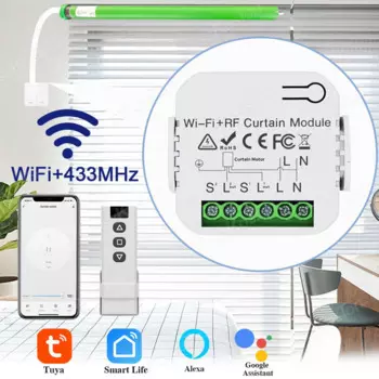 Смарт-контроллер Tuya RF433 для штор, электрический переключатель для штор с Wi-Fi, с мотором для Alexa Google
