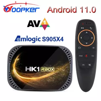 Смарт ТВ-бокс Woopker HK1 RBOX X4S Android 11 Amlogic S905X4 8k AV1 медиаплеер 4G 128 ГБ BT4.0 YouTube Google Voice телеприставка