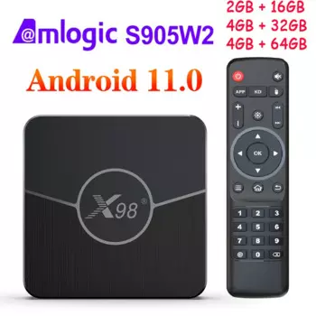 Смарт ТВ-приставка X98 plus, Android 11, Amlogic S905W2 AV1, 2,4G и 5,8G, Wi-Fi, 4K, BT, 4 Гб, 32 ГБ, 64 ГБ, медиаплеер, ТВ-приставка