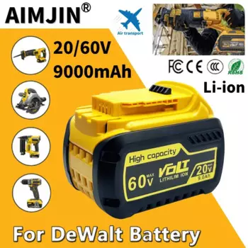 Сменный аккумулятор для Dewalt 60 в 20 в 9000 мАч, инструменты для электродрели, аккумулятор Dcb606 Dcb612 Dcb609 Dcb20 с зарядным устройством