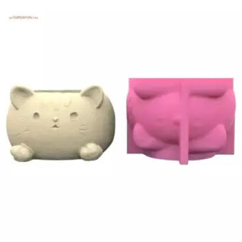 Сочные цветочные горшки, силиконовая форма, 3D ваза для кошек, держатель для ручек, ящик для хранения, контейнер