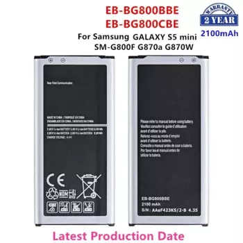 Совершенно новый телефон, 2100 мАч аккумулятор для Samsung GALAXY S5 mini S5MINI EB-BG800BBE G870A G870W EB-BG800CBE