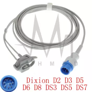 Совместим с датчиком Spo2 Dixion D2 D3 D5 D6 D8 DS3 DS5 DS7, монитор для взрослых/детей/новорожденных/ушей/лба оксиметрический кабель 9pin 3 м