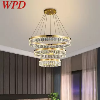 Современная хрустальная Подвесная лампа WPD, светодиодный креативная роскошная круглая люстра, украшение для дома, гостиной, столовой