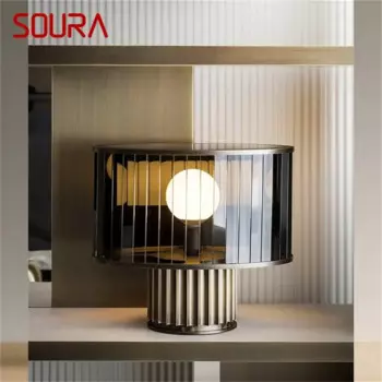 Современная настольная лампа SOURA, искусственная стеклянная круглая Винтажная настольная лампа для дома, спальни, прикроватный Декор