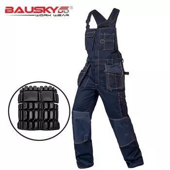 SPARDWEAR Мужские рабочие комбинезоны из полиэстера и хлопка с нагрудником и наколенниками